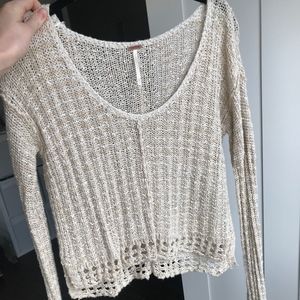 Free People Cream Knit Sweater with Bell Sleeves
